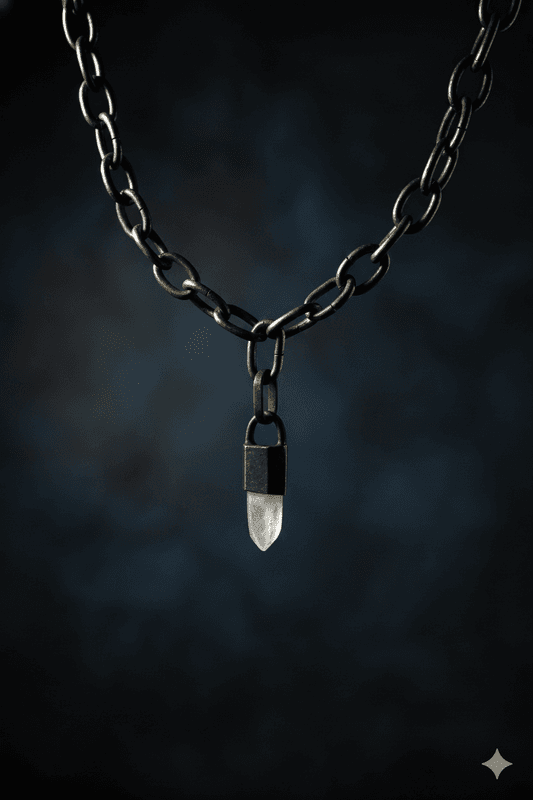 Catena e pendente in argento 925 con punta di quarzo grezzo — montatura artigianale